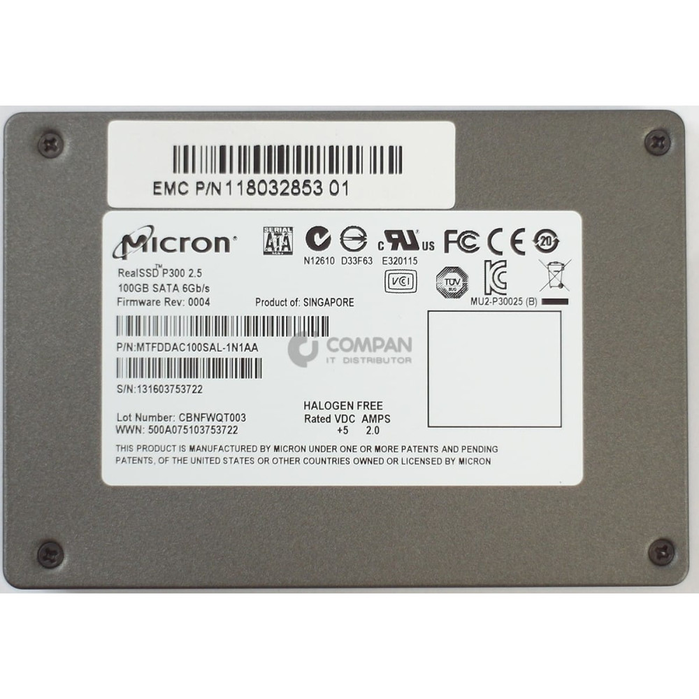 MTFDDAC100SAL-1N1AA MICRON SSD 100GB SATA 6G 2.5" SFF